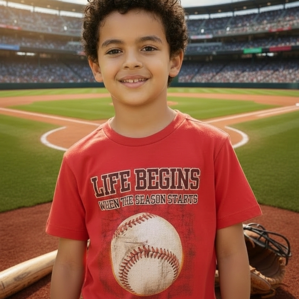 Red Baseball Graphic T-Shirt